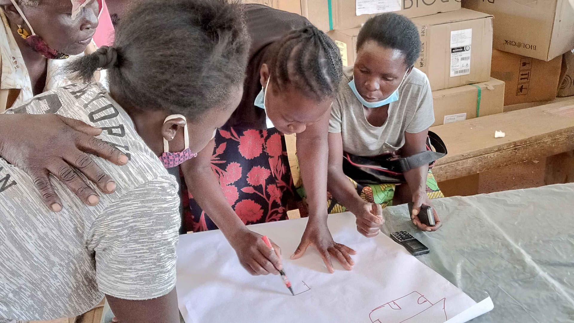 During group work women drew map on how they envisage their community 